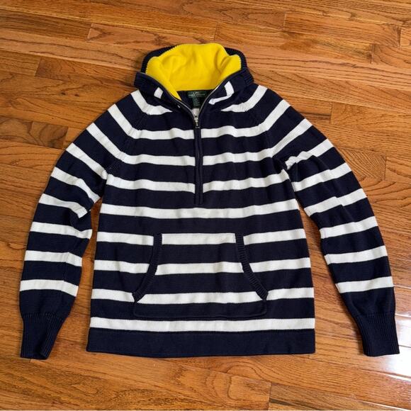 Ralph Lauren Women's Sweater Quarter Zip Navy White Stripe Pullover Size L - Picture 1 of 5